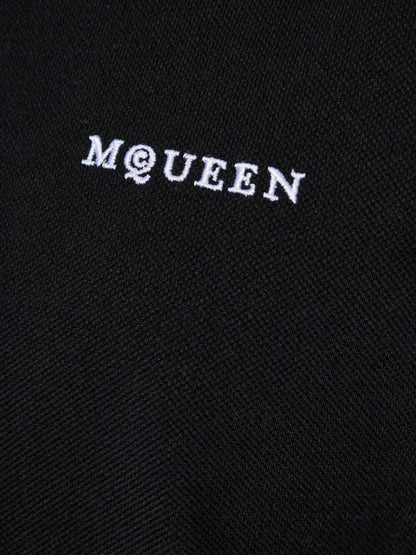 Alexander Mcqueen Men Embroidered Logo Cotton Piqué Polo Shirt by Luosophy