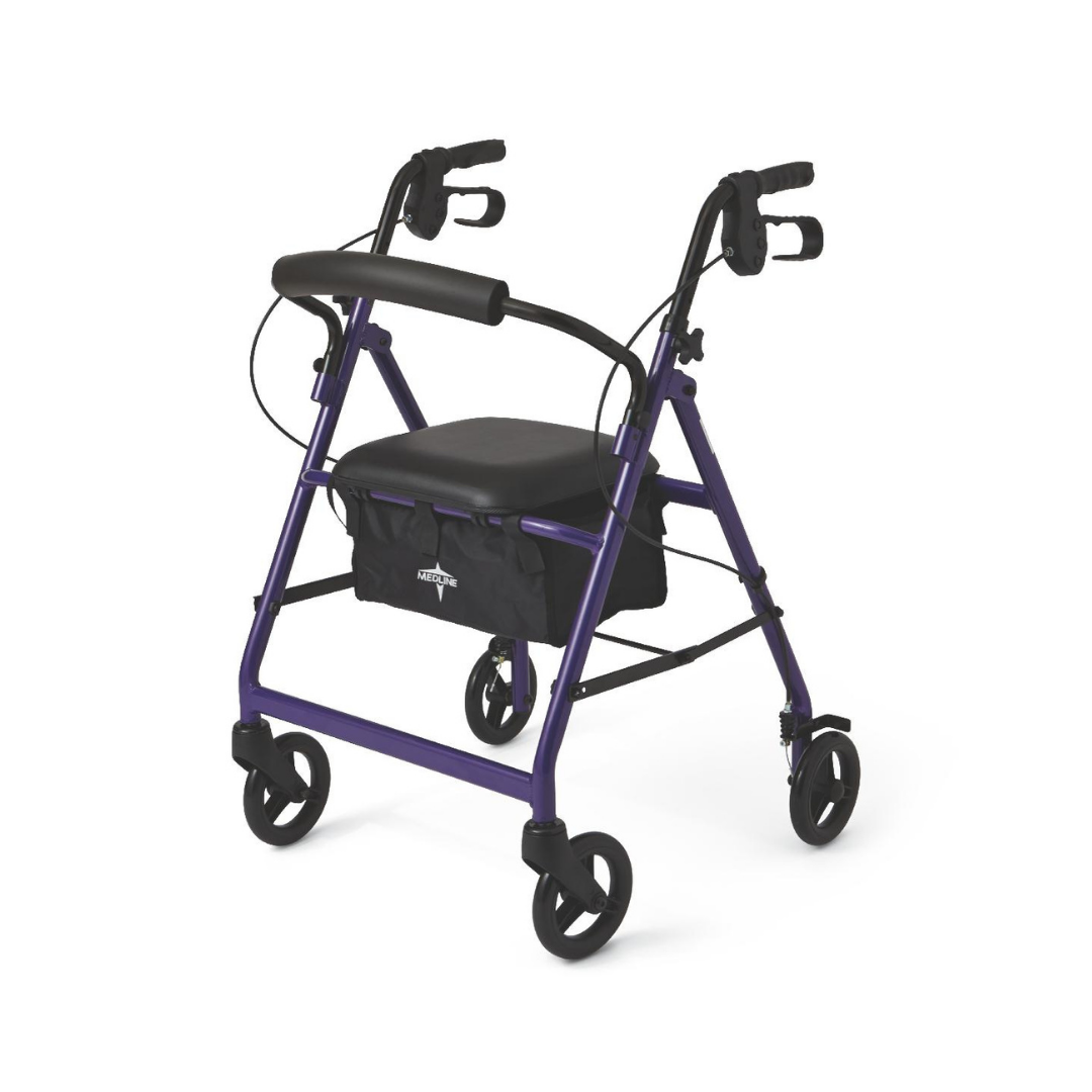 Medline Rollator Walker with Seat and Wheels Purple (1 unit)  DestGlow
