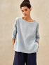 100% Linen Boatneck 3/4 Length Sleeve Top AURORA by LINTICO