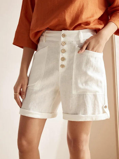 Linen Button-Fly Quarter Shorts LUCY by LINTICO