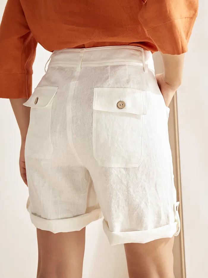 Linen Button-Fly Quarter Shorts LUCY by LINTICO