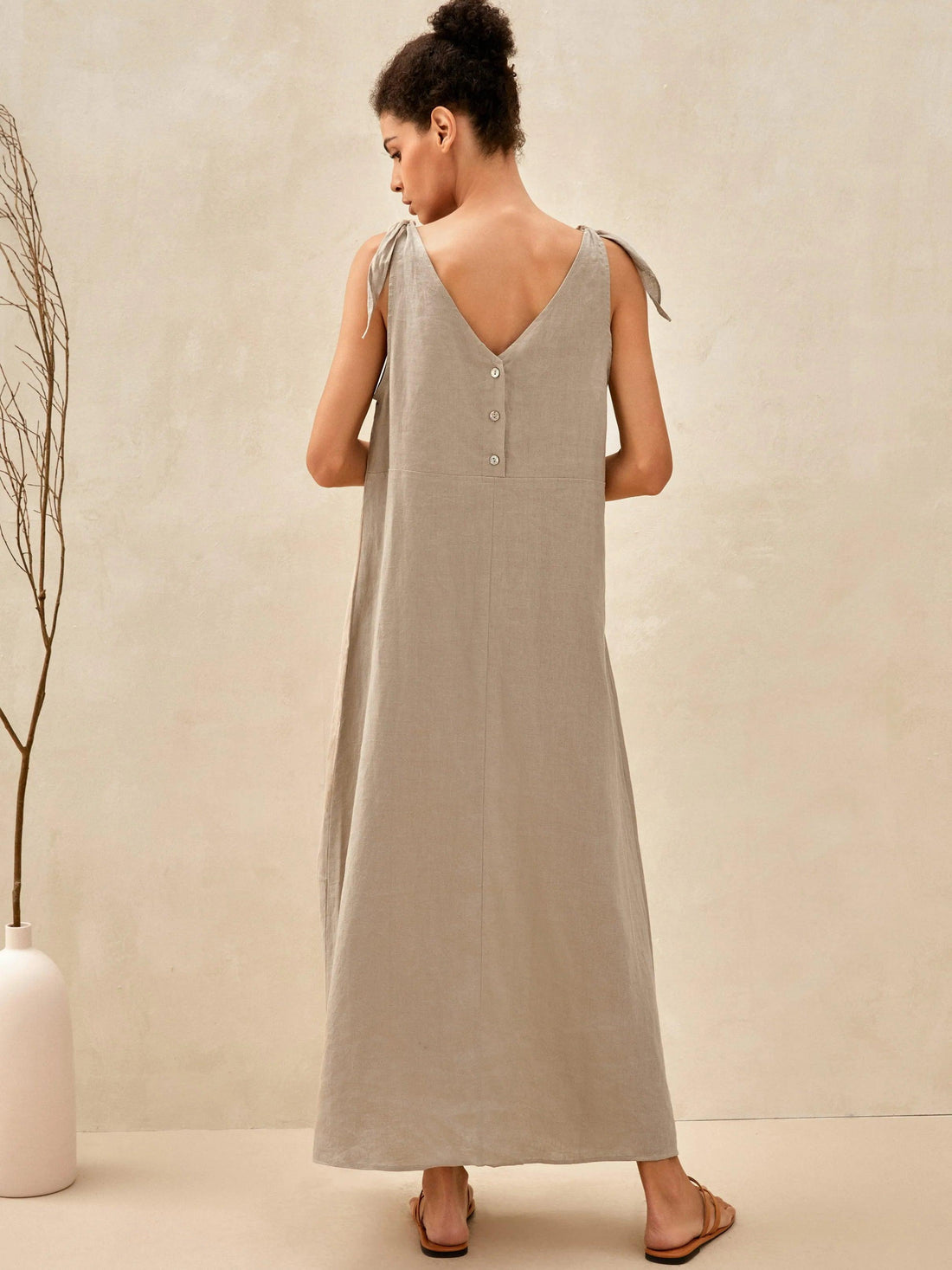 100% Linen Camisole Dress QEARL by LINTICO