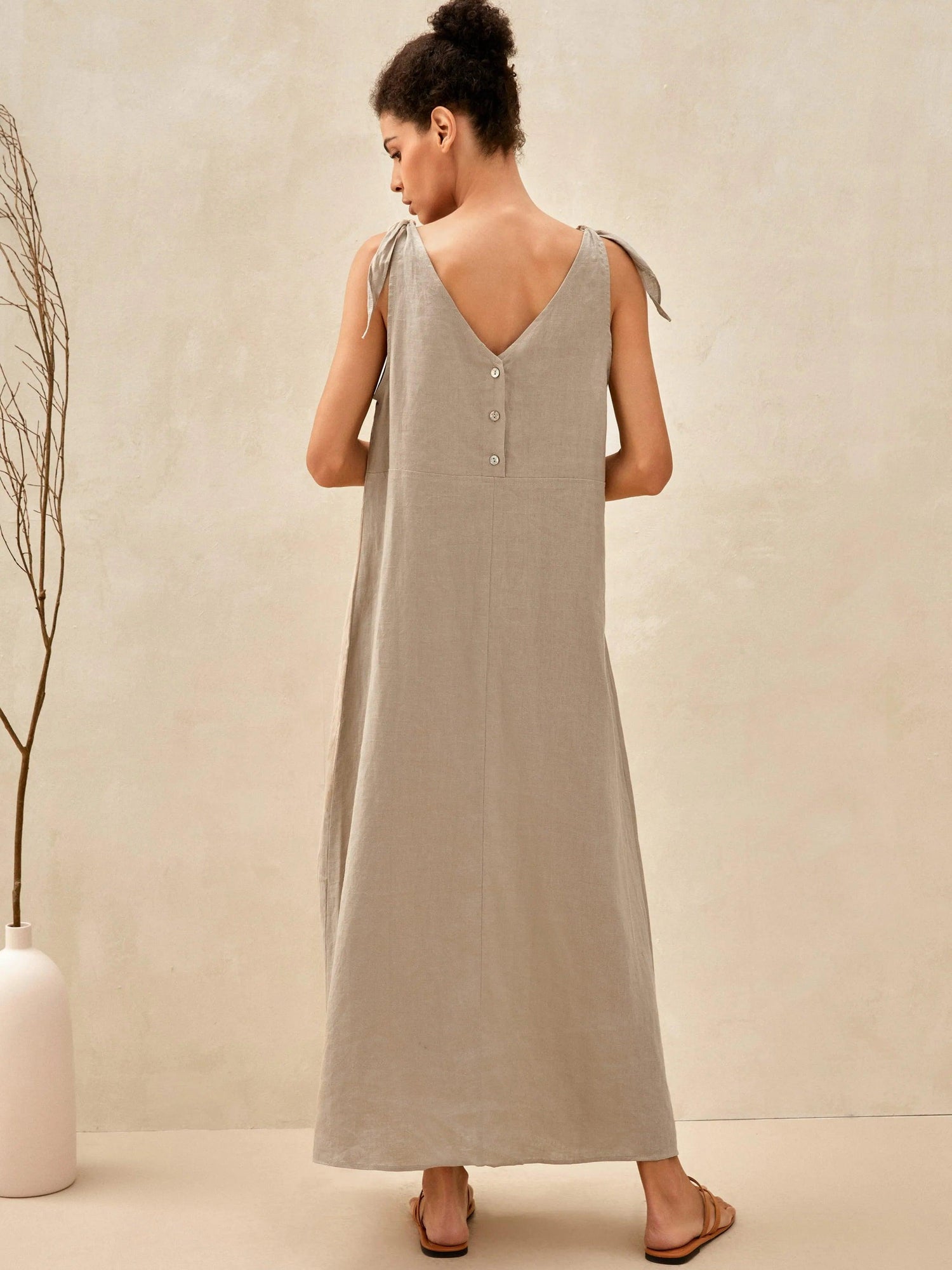 100% Linen Camisole Dress QEARL by LINTICO