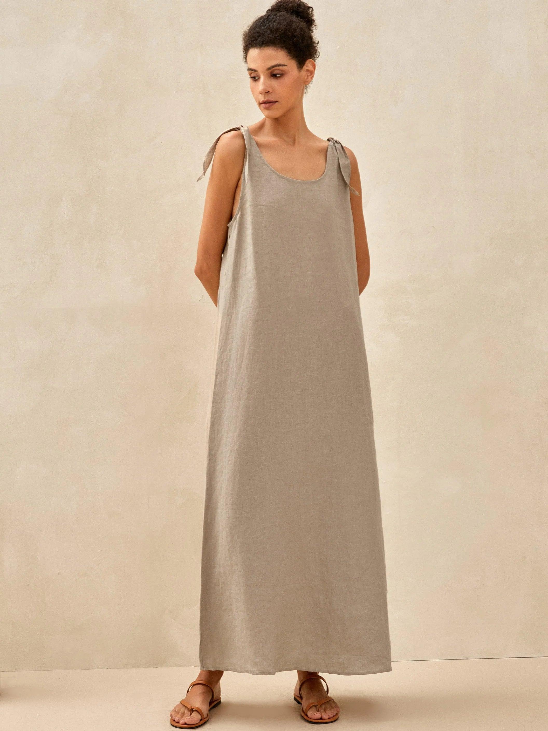 100% Linen Camisole Dress QEARL by LINTICO
