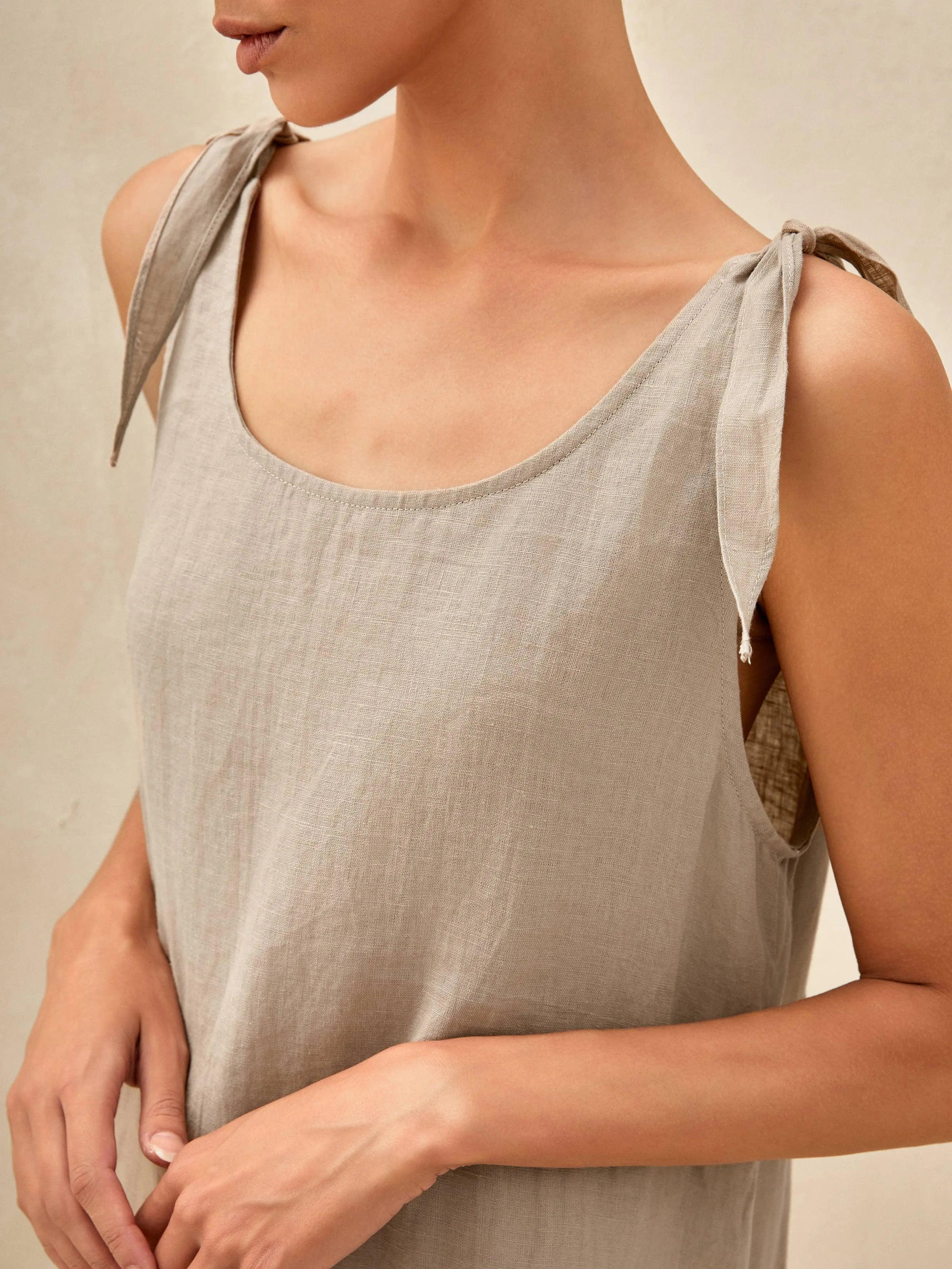 100% Linen Camisole Dress QEARL by LINTICO