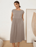100% Linen Cap Sleeve Washed Maxi Dress JOAN by LINTICO