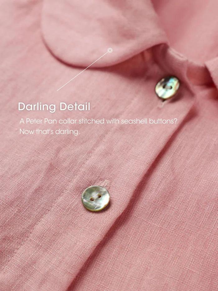 100% Linen Peter Pan Collar 3/4 Sleeve Shirt ASTRID by LINTICO