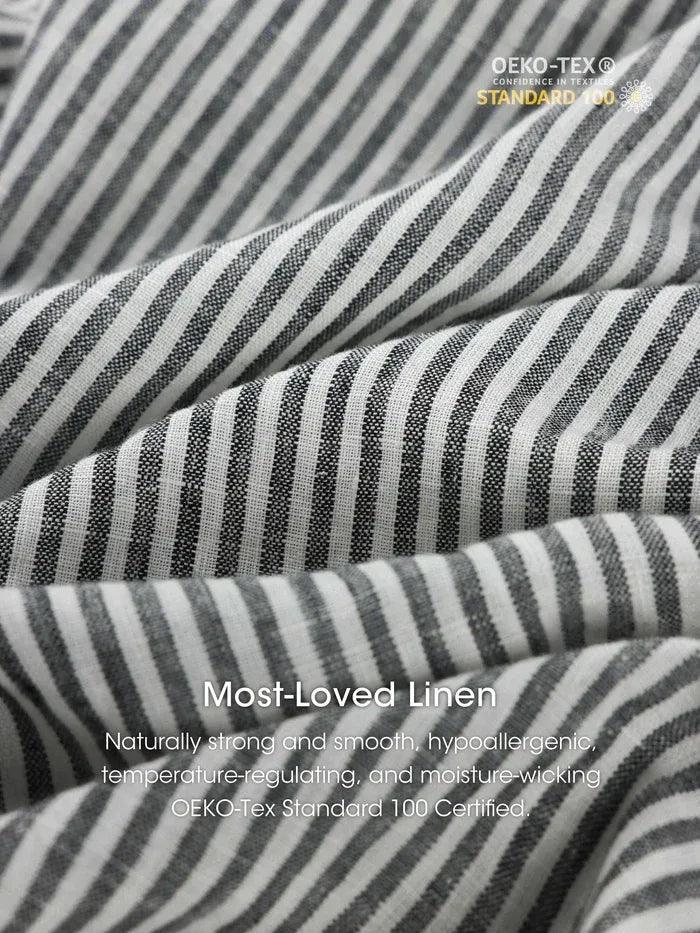 100% Linen Striped Elastic-Waist Mini Dress ARIA by LINTICO