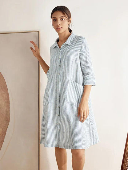 100% Linen Shirt Dress MADISON by LINTICO