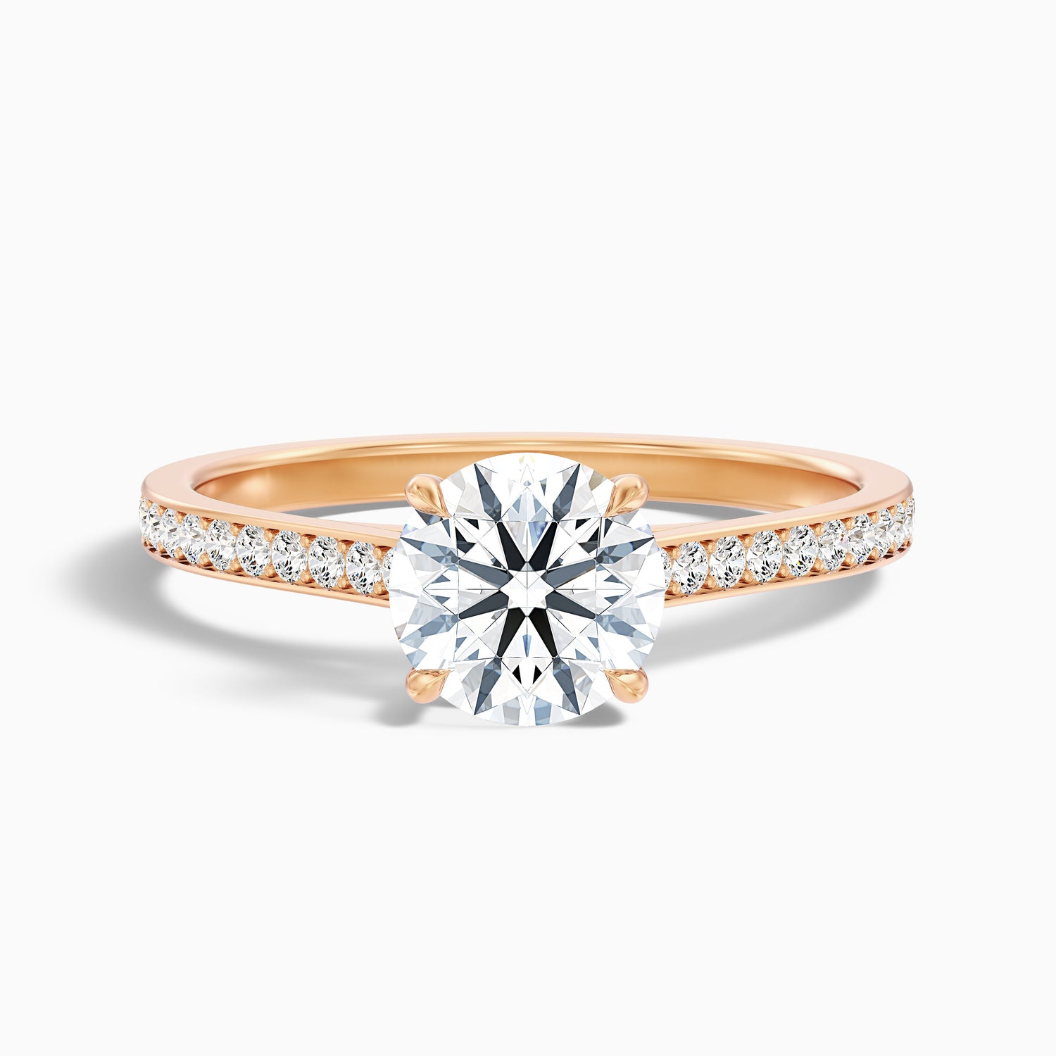 Sofia 3.5 Carat Round Side Stone Pave Lab Grown Diamond Ring in 18k White Gold