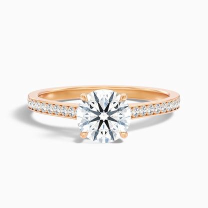 Sofia 3.5 Carat Round Side Stone Pave Lab Grown Diamond Ring in 18k White Gold