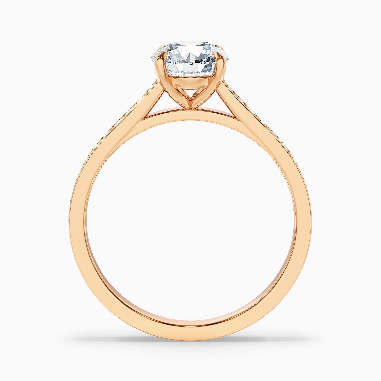 Mira 5 Carat Round Side Stone Pave Moissanite Engagement Ring in 925 Sterling Silver