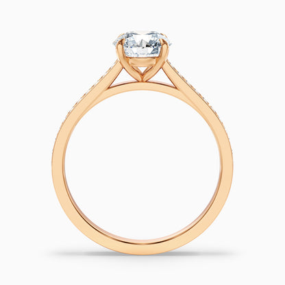 Sofia 3 Carat Round Side Stone Pave Lab Grown Diamond Ring in 925 Sterling Silver