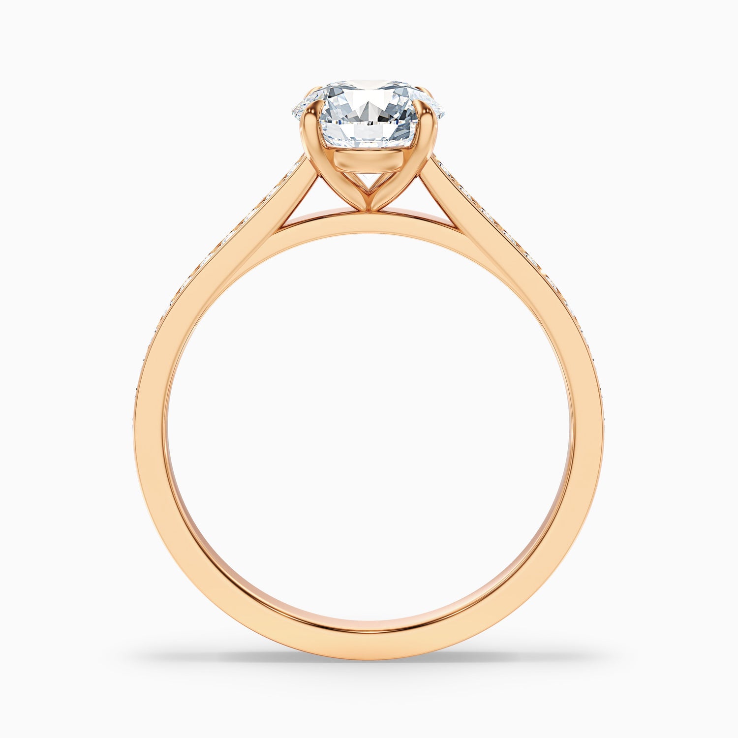 Sofia 2.5 Carat Round Side Stone Pave Lab Grown Diamond Ring in 14k Yellow Gold