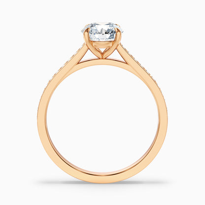 Sofia 2.5 Carat Round Side Stone Pave Lab Grown Diamond Ring in 14k Yellow Gold