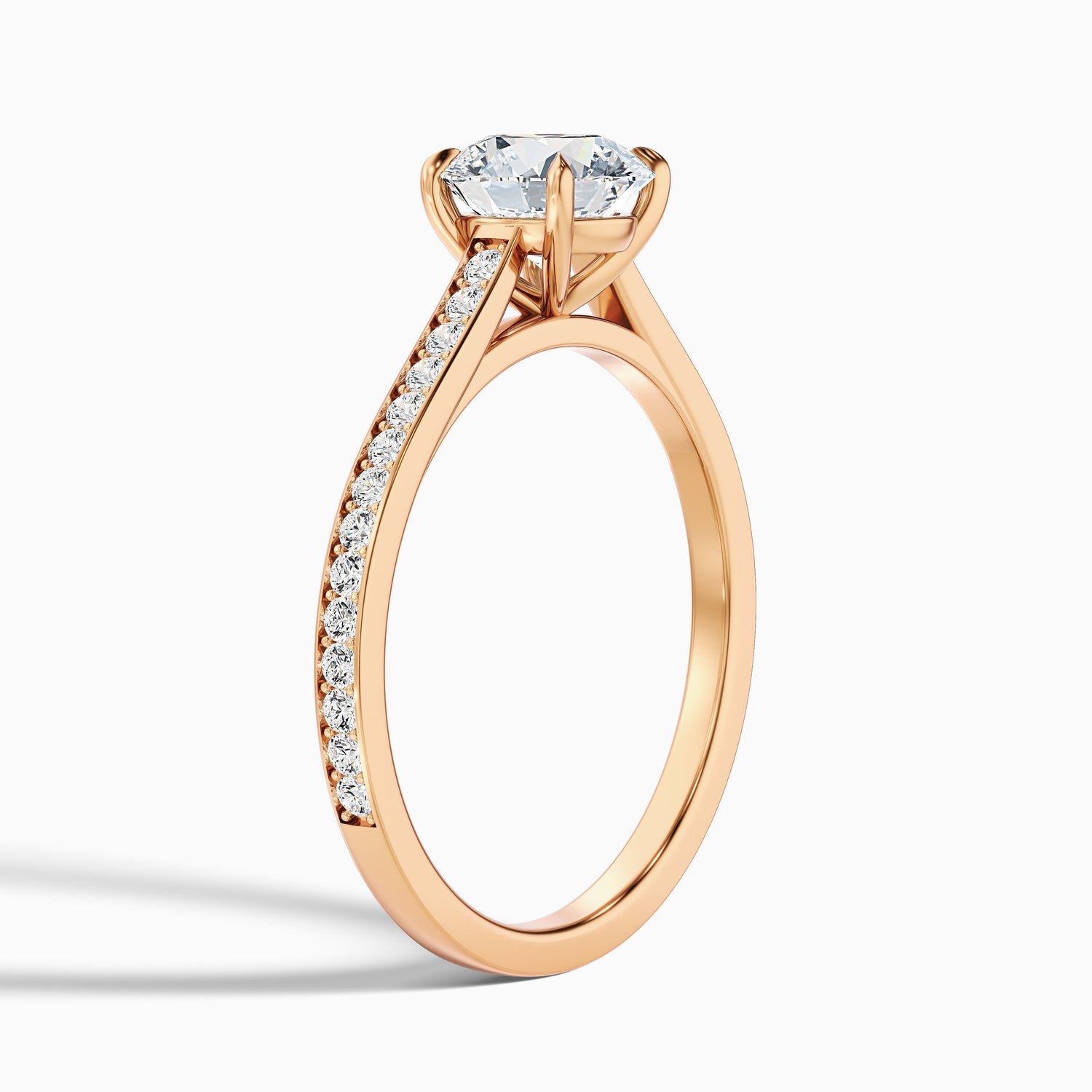 Sofia 3.5 Carat Round Side Stone Pave Lab Grown Diamond Ring in 10k Yellow Gold