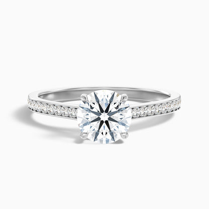 Mira 5 Carat Round Side Stone Pave Moissanite Engagement Ring in 10k Rose Gold