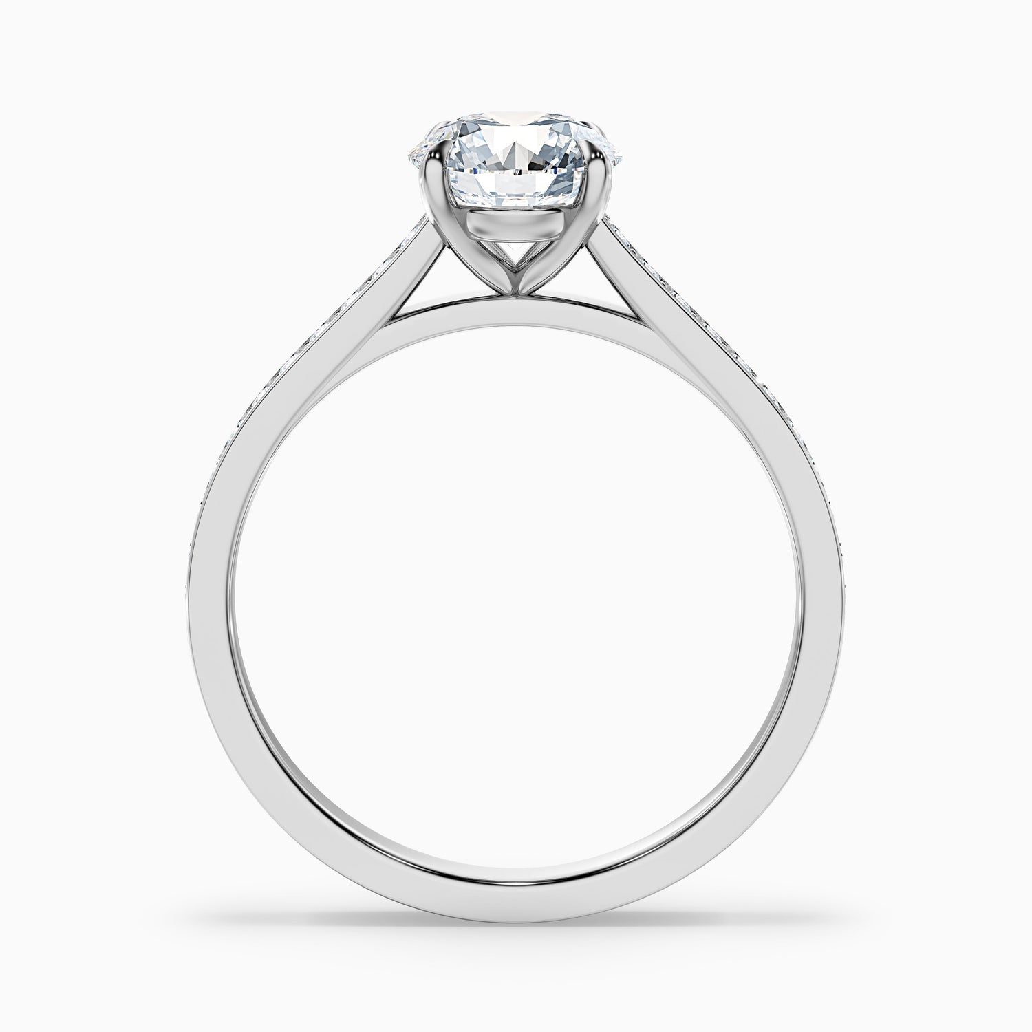 Mira 2 Carat Round Side Stone Pave Moissanite Engagement Ring in Platinum