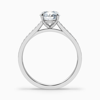 Sofia 5 Carat Round Side Stone Pave Lab Grown Diamond Ring in 10k White Gold