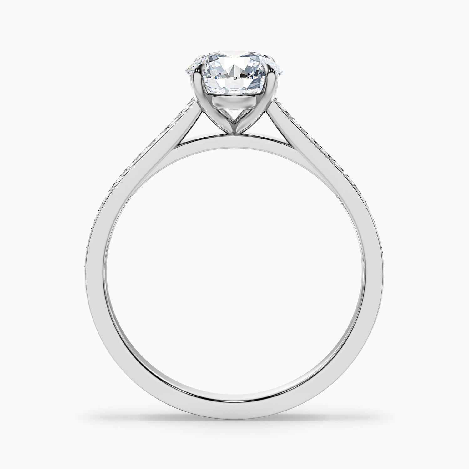Sofia 2 Carat Round Side Stone Pave Lab Grown Diamond Ring in 18k Yellow Gold