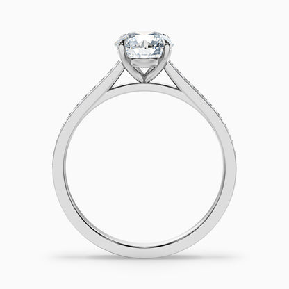 Sofia 5 Carat Round Side Stone Pave Lab Grown Diamond Ring in 18k Rose Gold