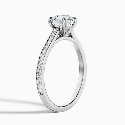 Mira 2.5 Carat Round Side Stone Pave Moissanite Engagement Ring in 18k Rose Gold
