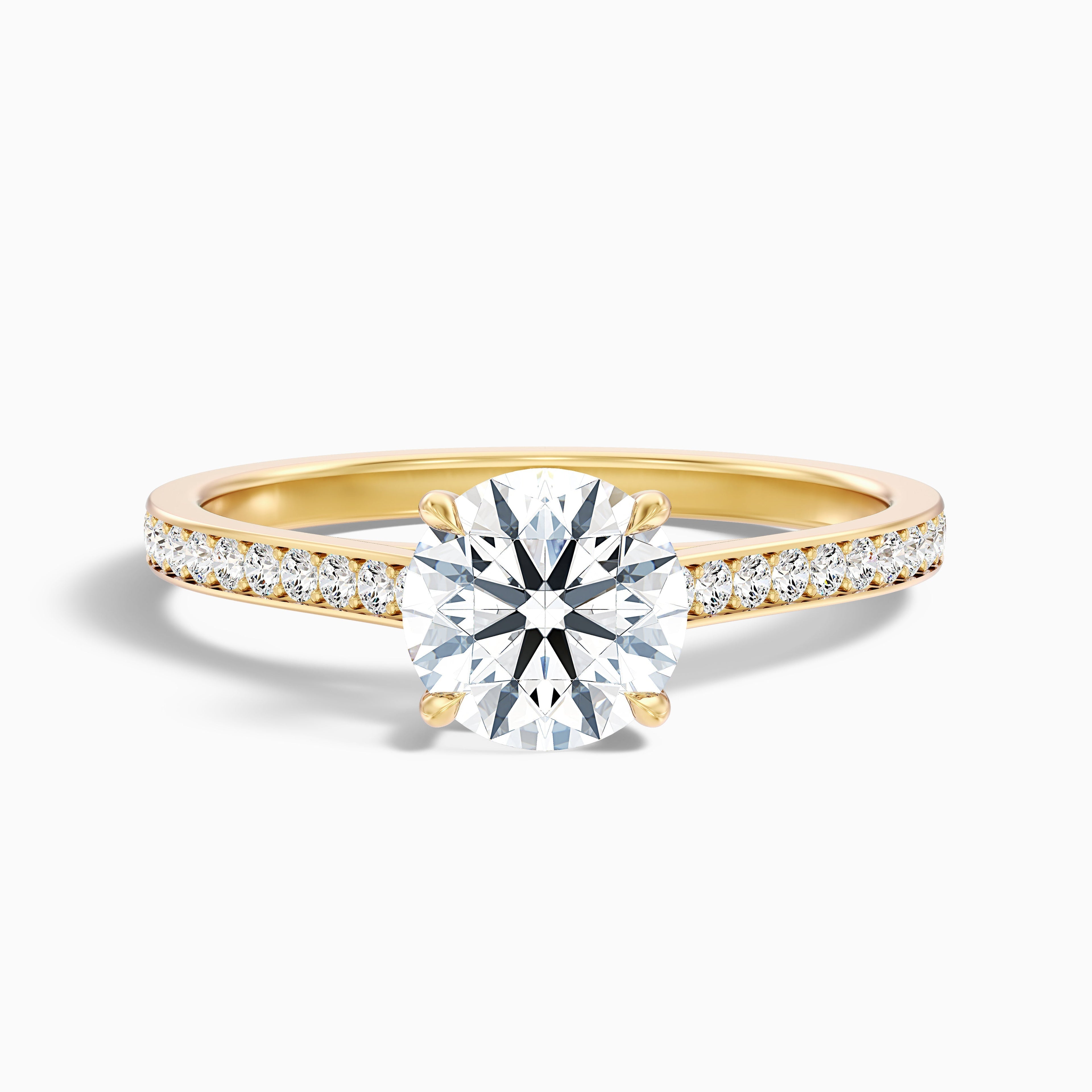 Sofia 3.5 Carat Round Side Stone Pave Lab Grown Diamond Ring in 18k Rose Gold