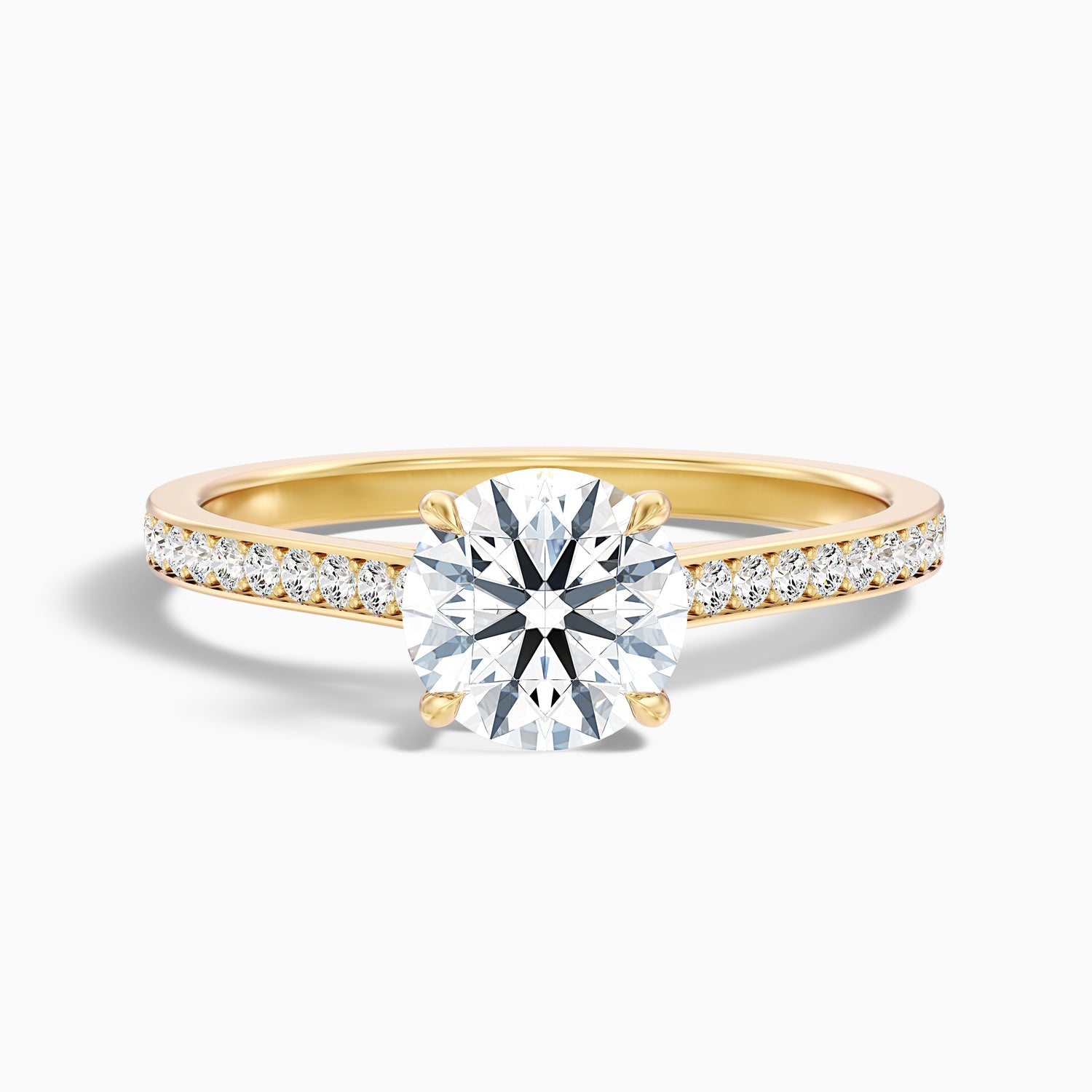 Sofia 3 Carat Round Side Stone Pave Lab Grown Diamond Ring in 14k White Gold