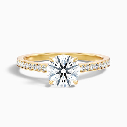 Sofia 3 Carat Round Side Stone Pave Lab Grown Diamond Ring in 14k Rose Gold
