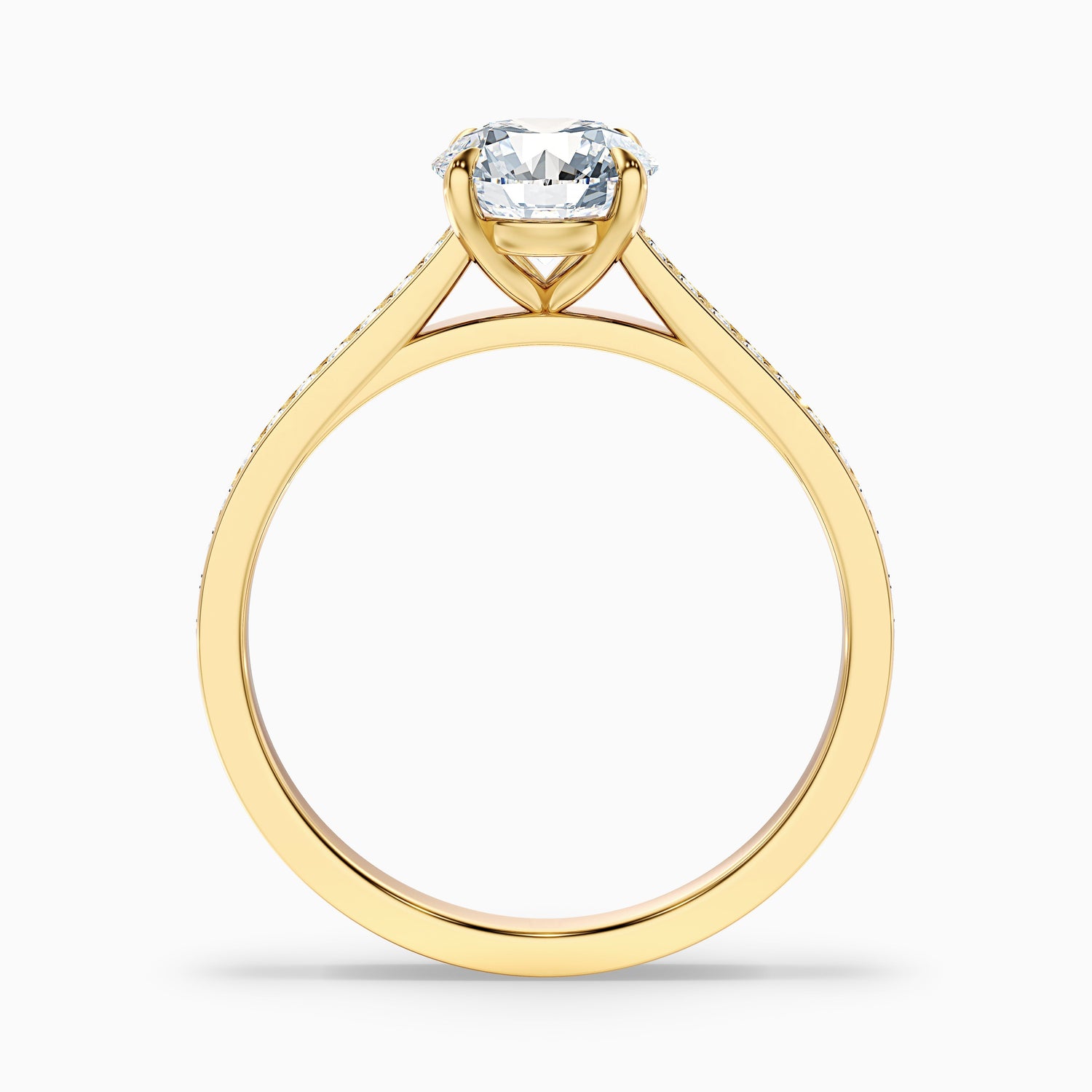 Sofia 1 Carat Round Side Stone Pave Lab Grown Diamond Ring in 18k White Gold