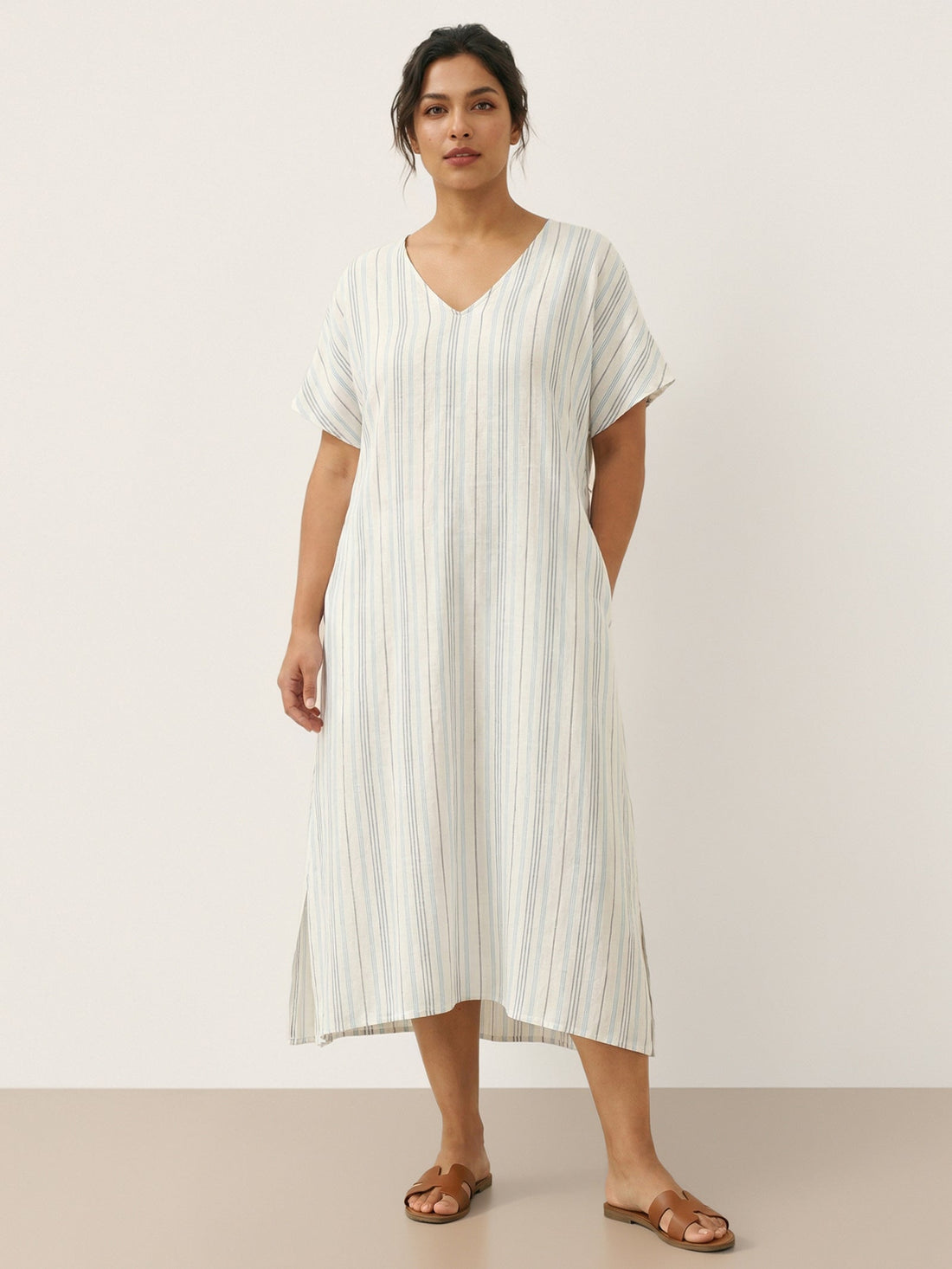 100% Linen Back-Tied Waist Maxi Dress HANA by LINTICO