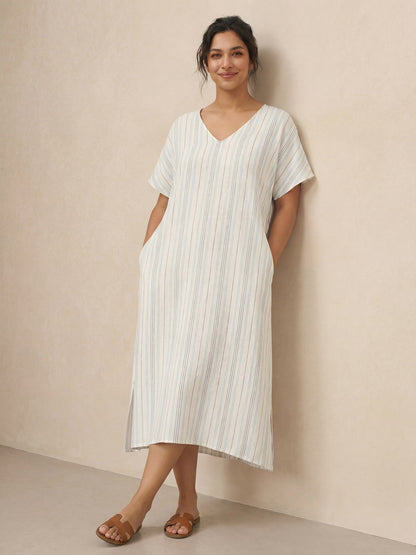 100% Linen Back-Tied Waist Maxi Dress HANA by LINTICO