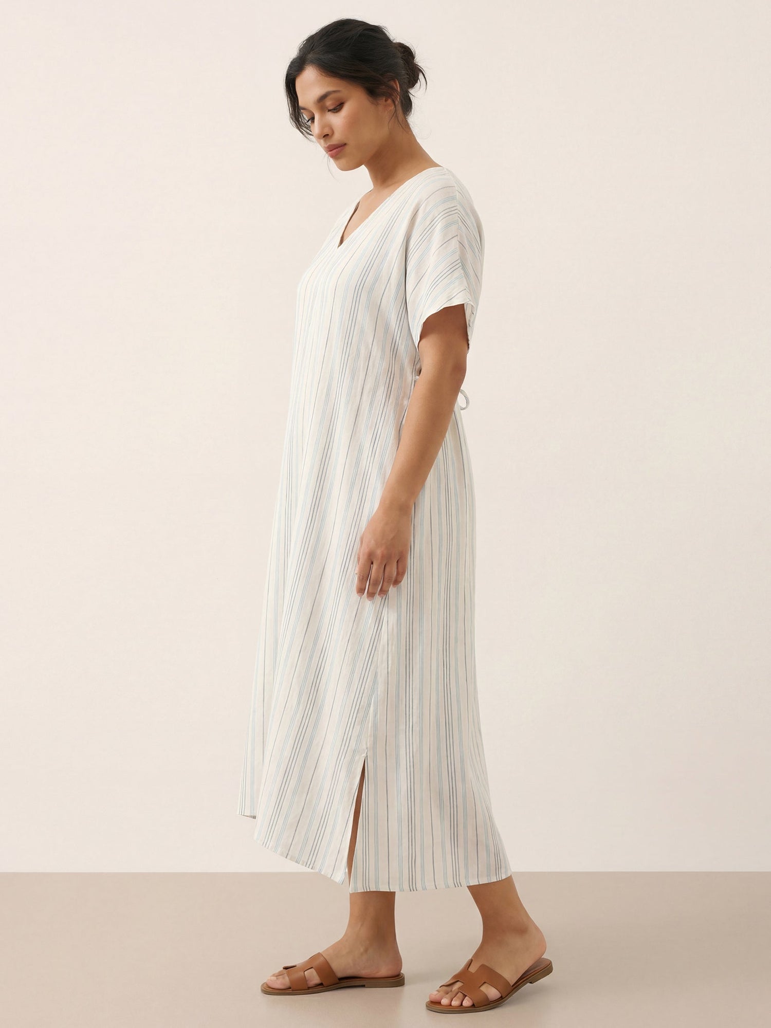 100% Linen Back-Tied Waist Maxi Dress HANA by LINTICO