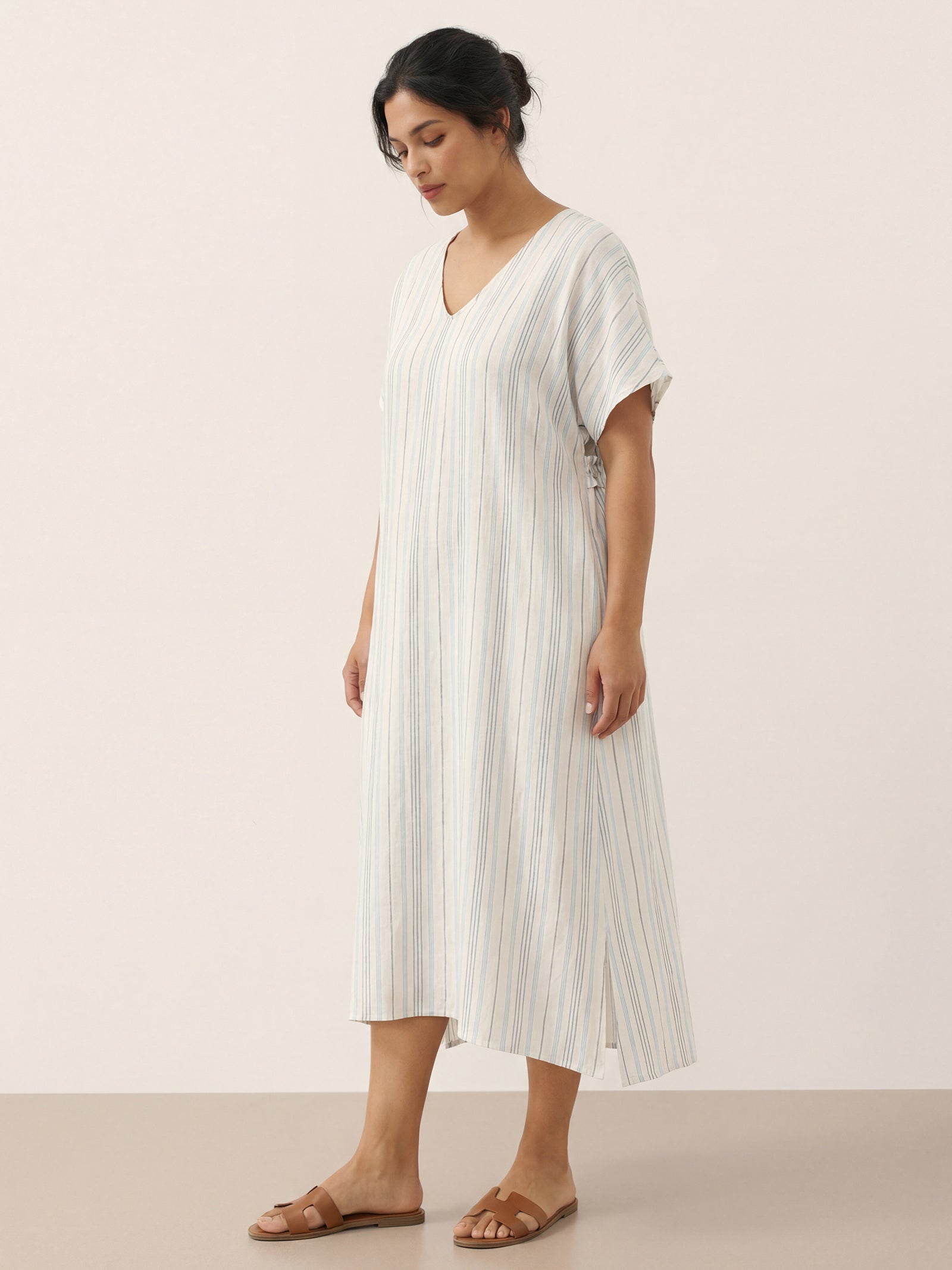 100% Linen Back-Tied Waist Maxi Dress HANA by LINTICO