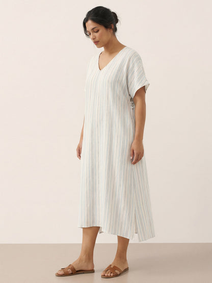 100% Linen Back-Tied Waist Maxi Dress HANA by LINTICO