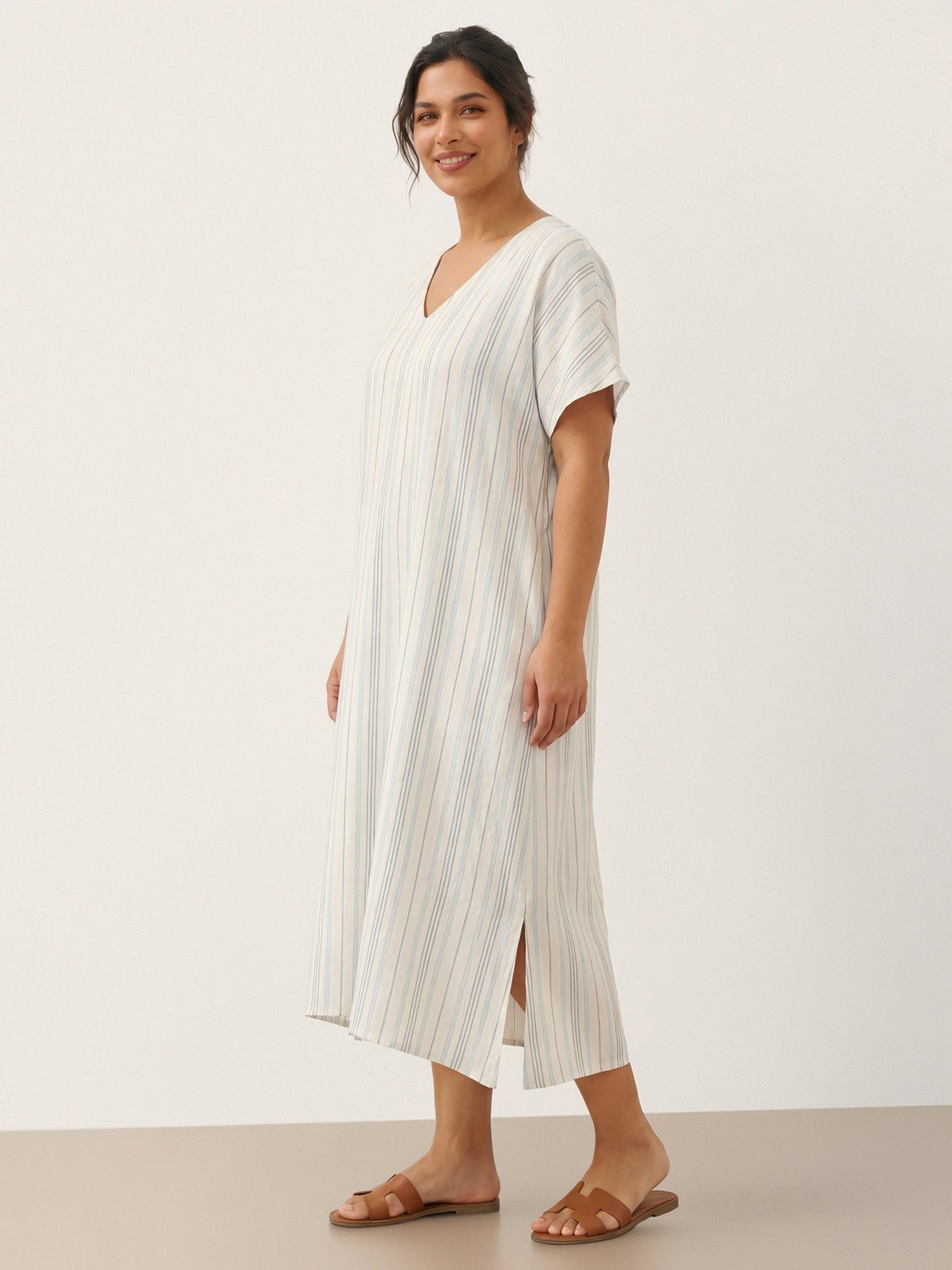100% Linen Back-Tied Waist Maxi Dress HANA by LINTICO