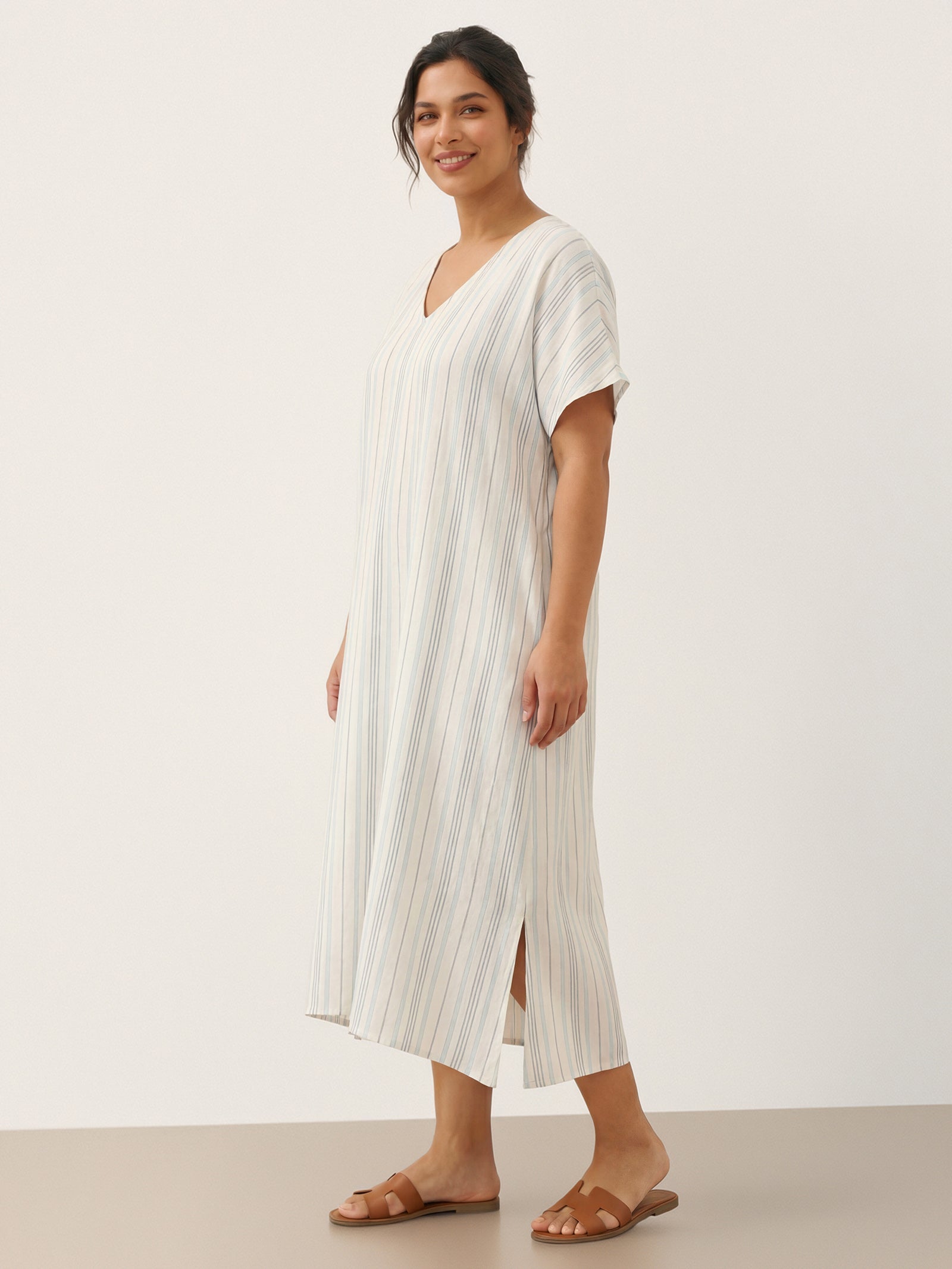 100% Linen Back-Tied Waist Maxi Dress HANA by LINTICO
