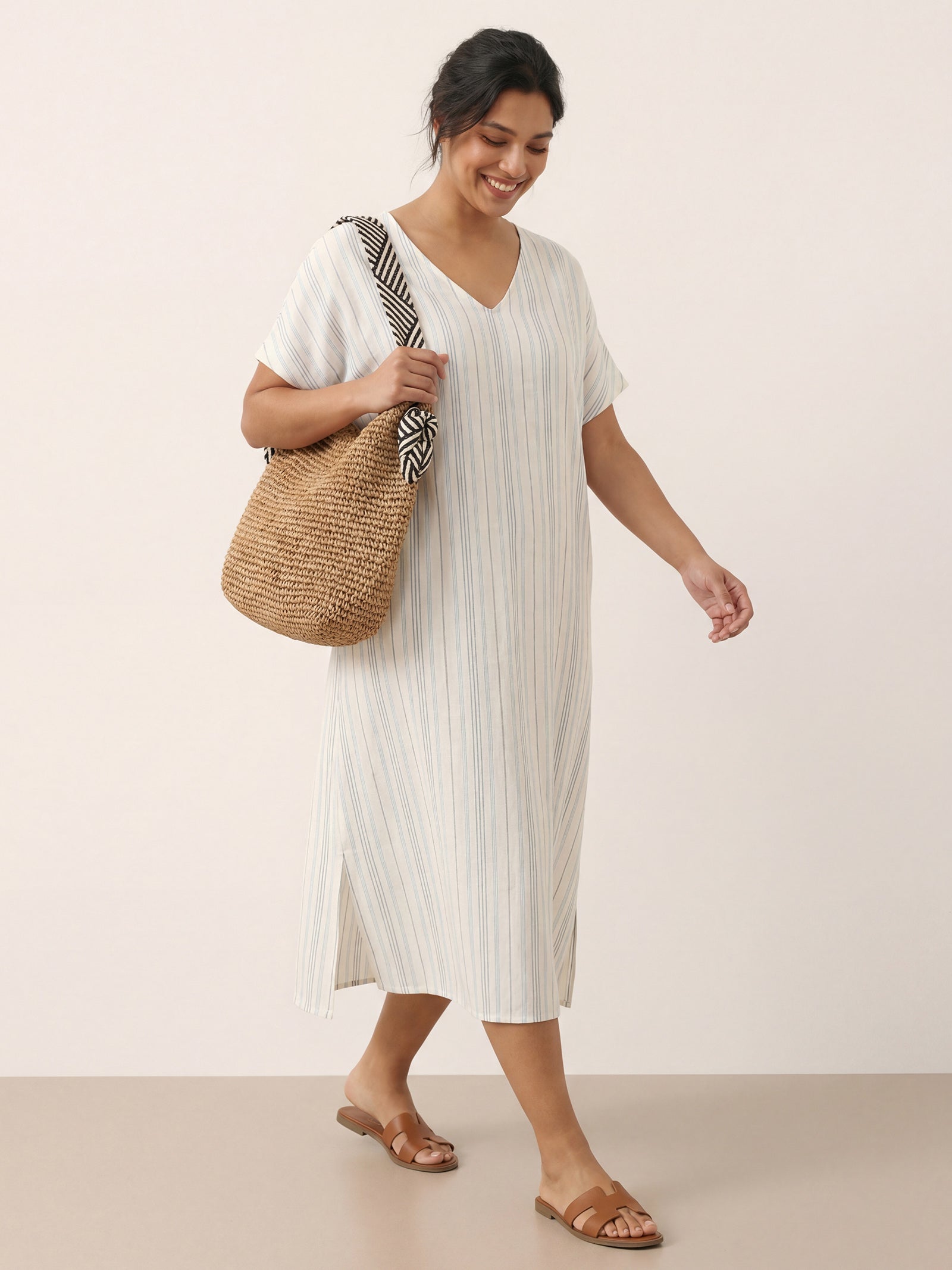 100% Linen Back-Tied Waist Maxi Dress HANA by LINTICO