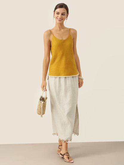 100% Linen Beaded Hem Camisole Bree by LINTICO