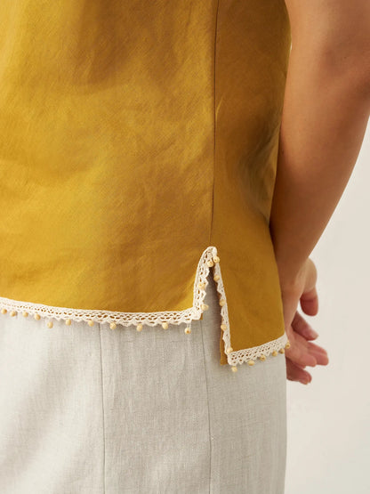 100% Linen Beaded Hem Camisole Bree by LINTICO