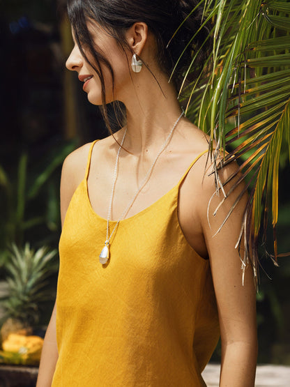 100% Linen Beaded Hem Camisole Bree by LINTICO