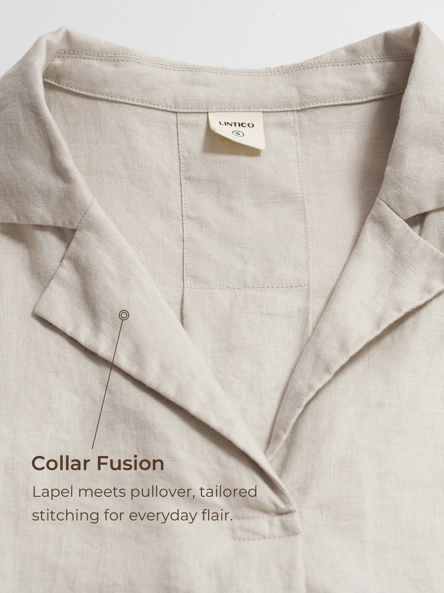 100% Linen Blazer-Inspired Pullover Top DINA by LINTICO