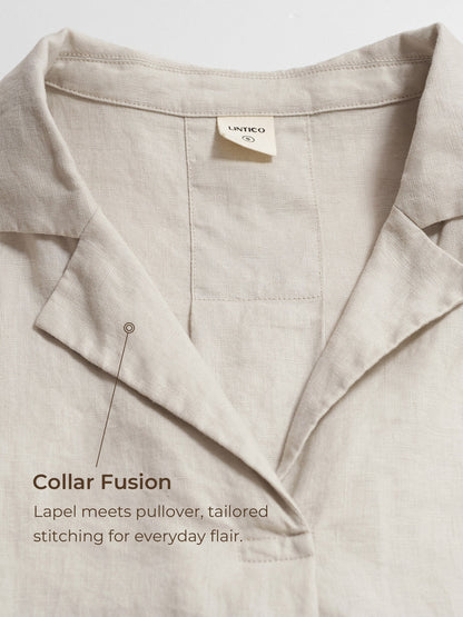 100% Linen Blazer-Inspired Pullover Top DINA by LINTICO