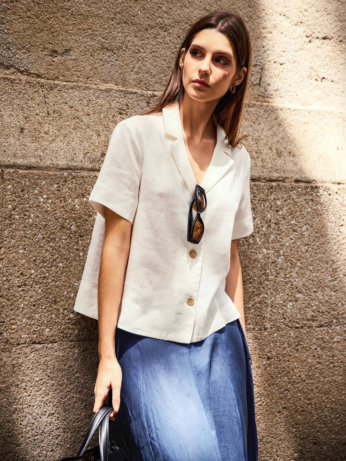 100% Linen Button-Up Short Sleeve Shirt ORENDA by LINTICO