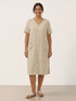 100% Linen Button Front V-Neck Midi Dress NOA by LINTICO