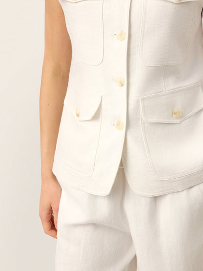 Linen Four-Pocket Tailored Sleeveless Vest COSIMA by LINTICO