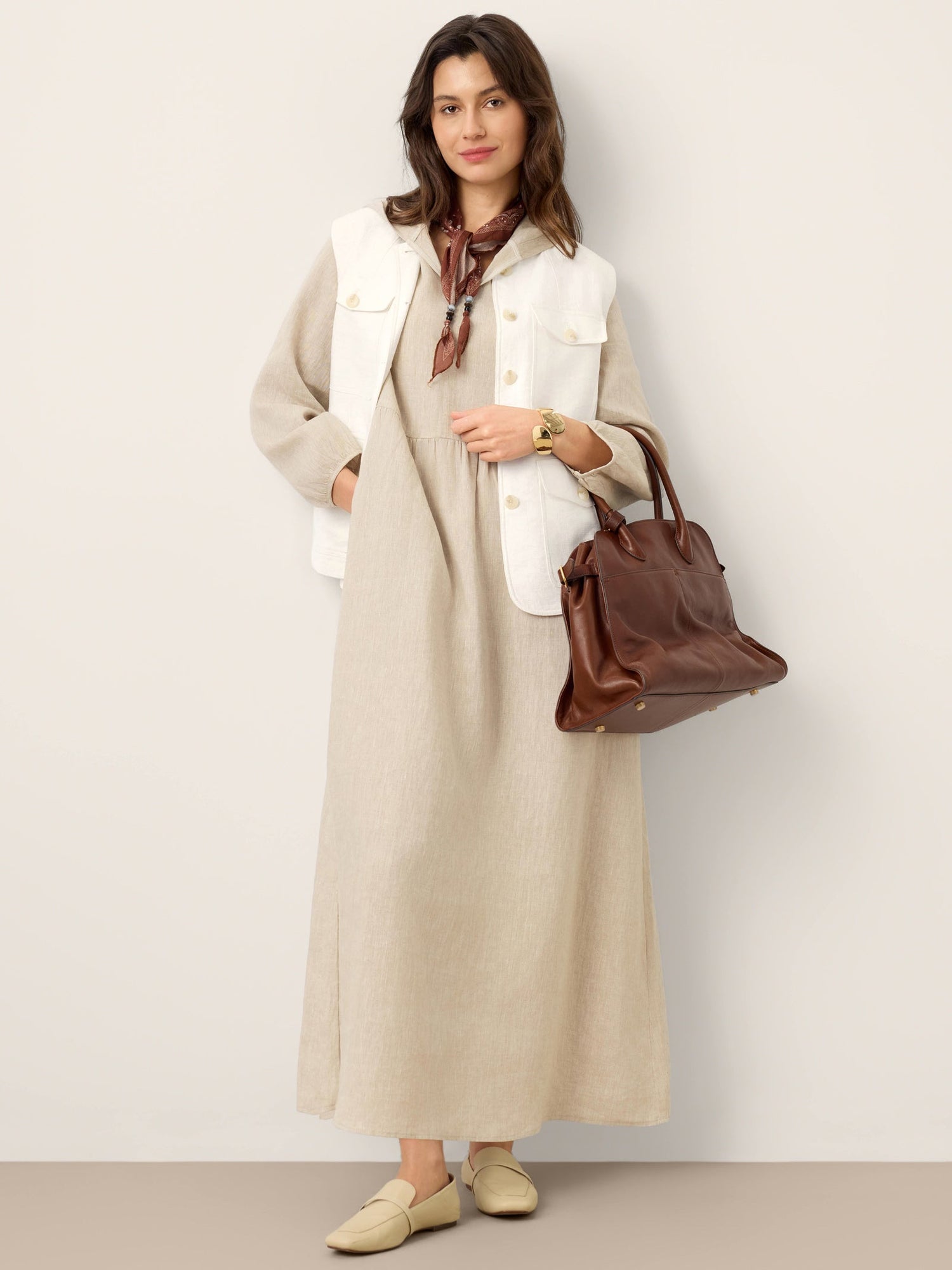 Linen Four-Pocket Tailored Sleeveless Vest COSIMA by LINTICO