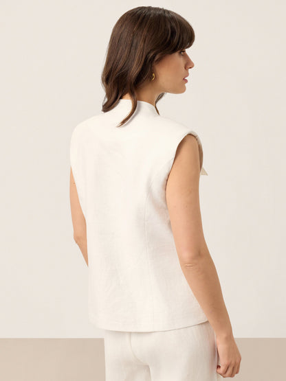 Linen Four-Pocket Tailored Sleeveless Vest COSIMA by LINTICO