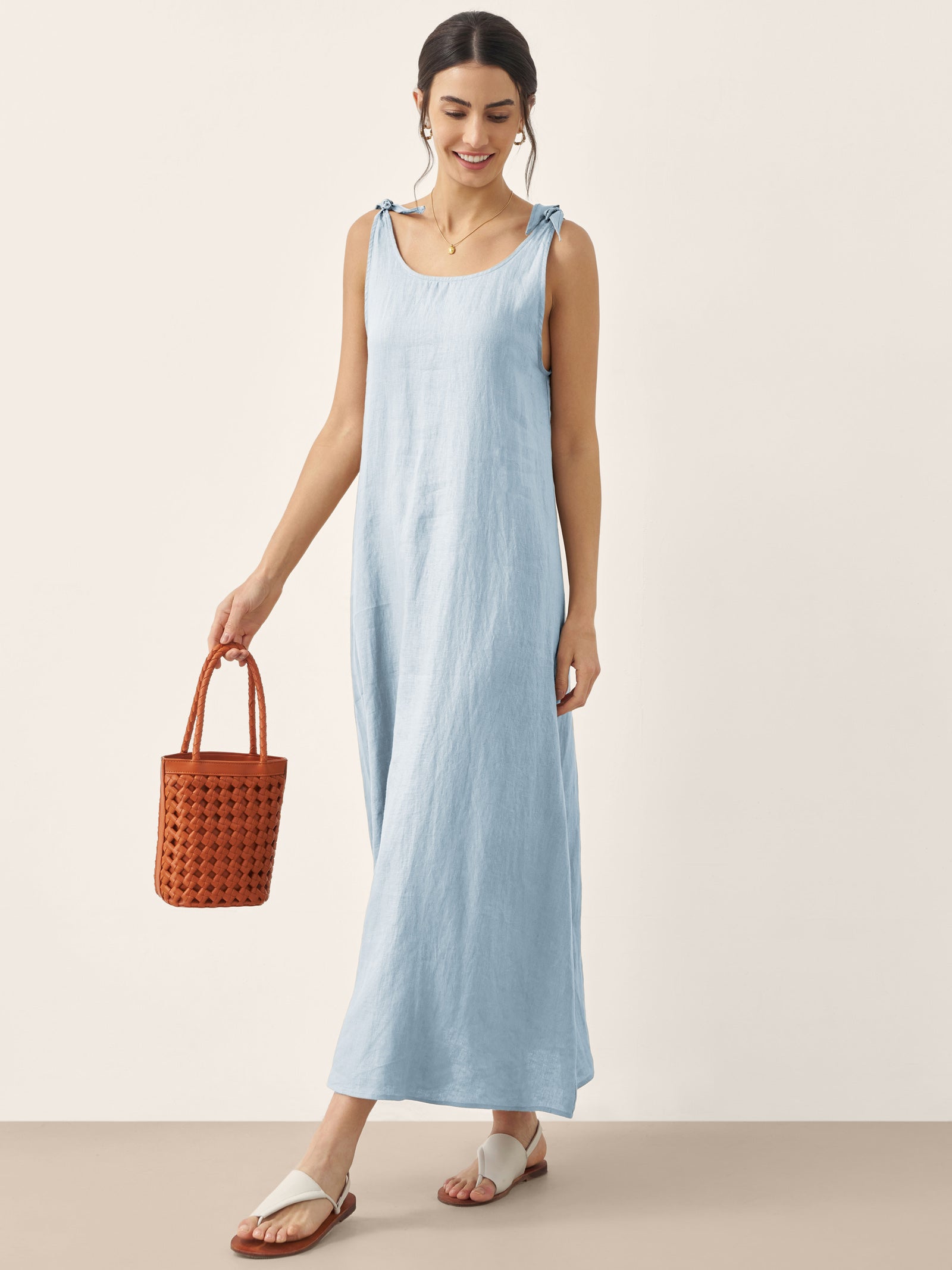 100% Linen Camisole Dress QEARL by LINTICO