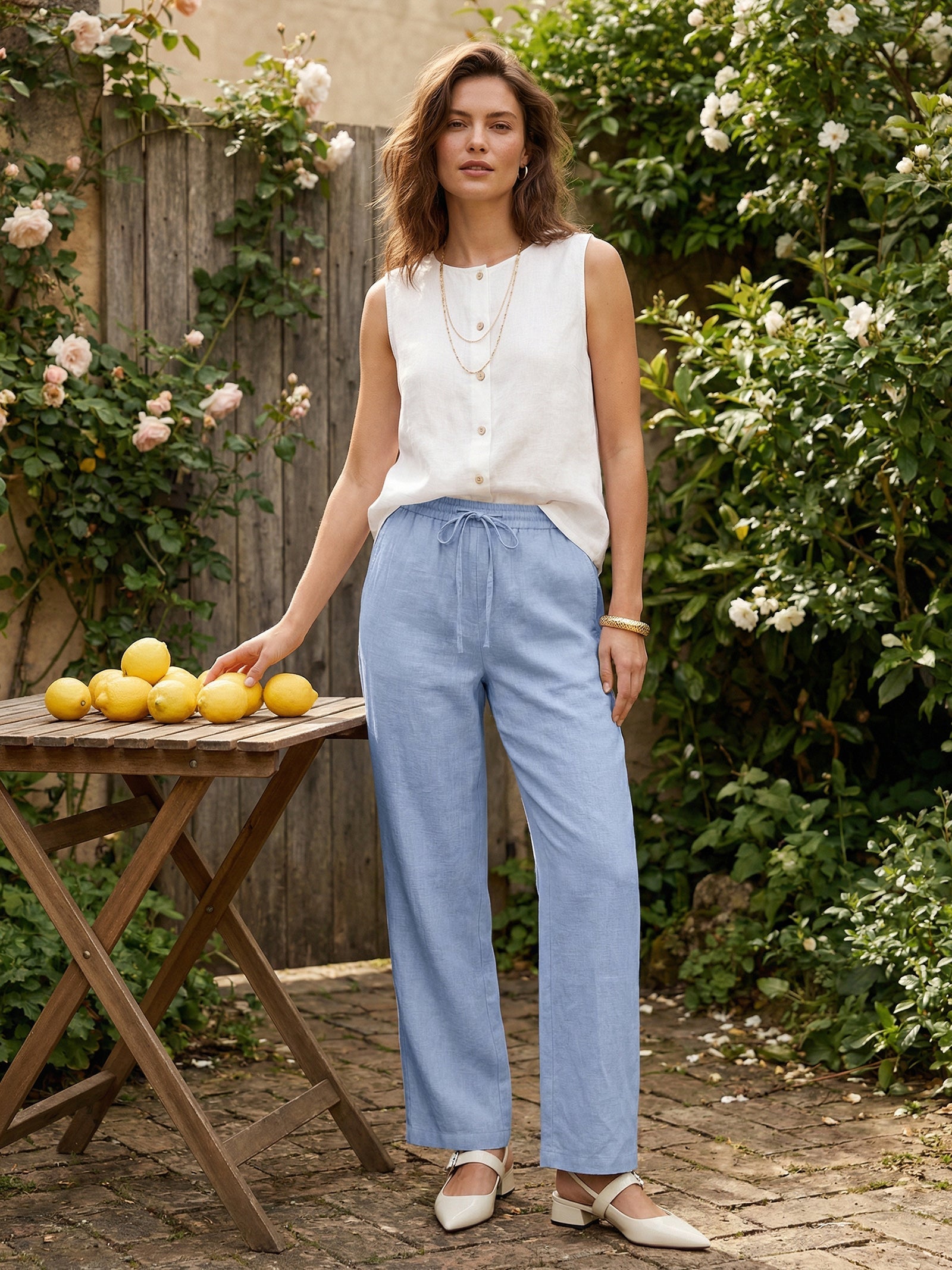 100% Linen Classic Pants LYON  DestGlow